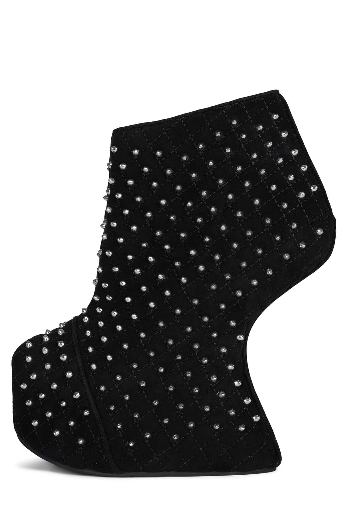 Jeffrey Campbell MIDNITE-Q Wedge Platforms - Black Suede Silver
