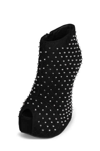 Jeffrey Campbell MIDNITE-Q Wedge Platforms - Black Suede Silver