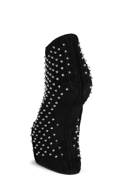 Jeffrey Campbell MIDNITE-Q Wedge Platforms - Black Suede Silver