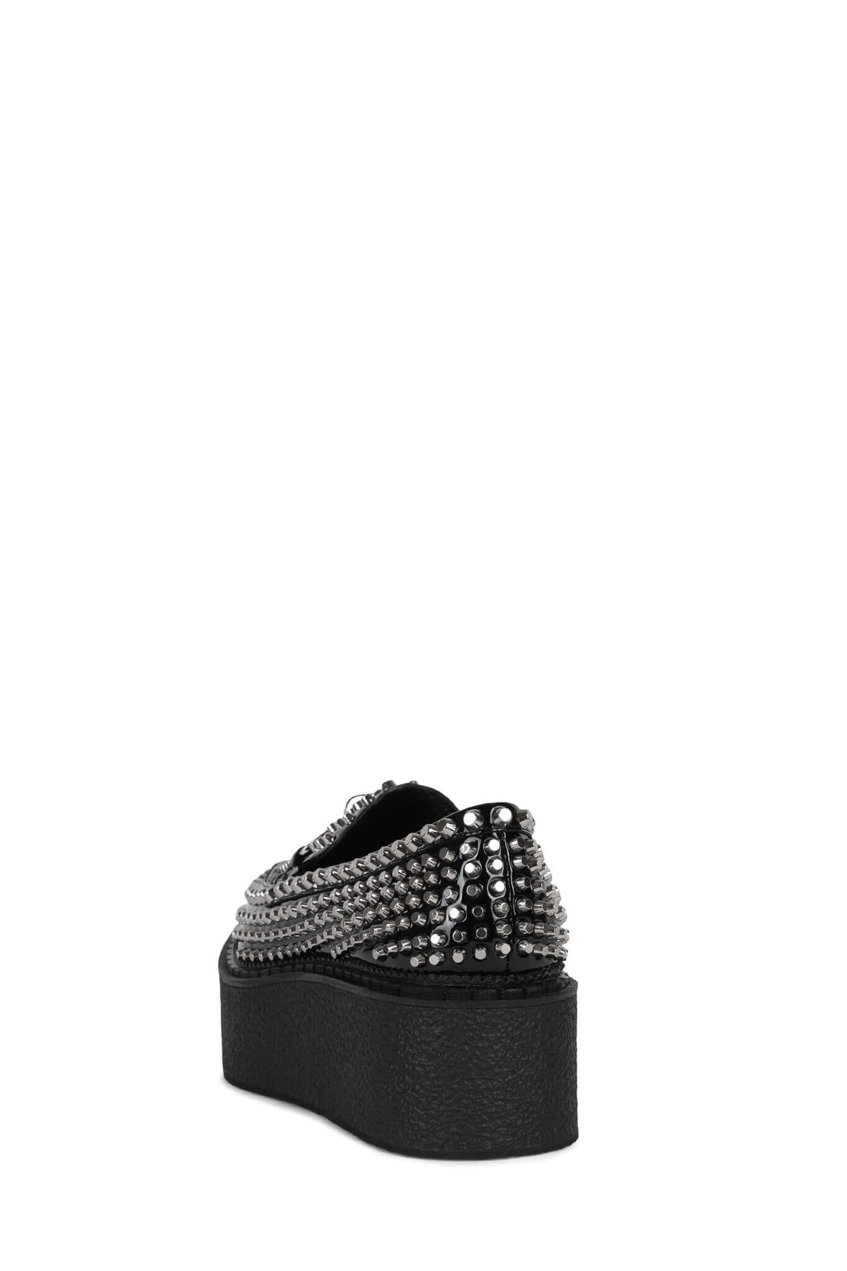 Jeffrey Campbell CHOUX-ST Platform Loafer - Black Crinkle Patent Silver