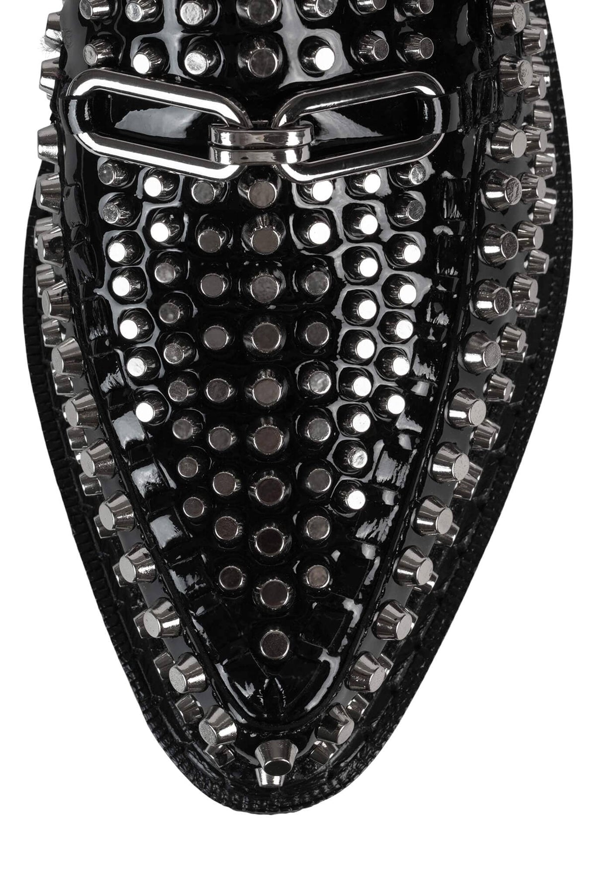 Jeffrey Campbell CHOUX-ST Platform Loafer - Black Crinkle Patent Silver