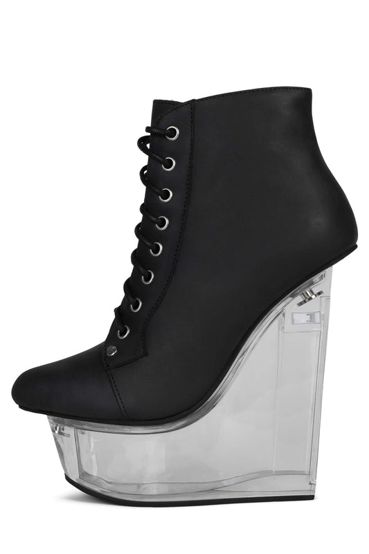 Jeffrey Campbell BALFOUR Platform Wedge - Black Washed Clear