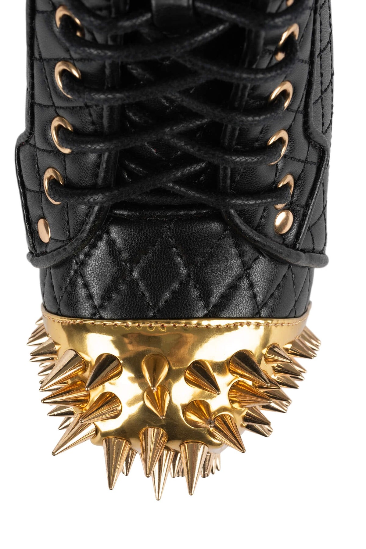 Jeffrey Campbell LITA-CROWN Platform Heeled Bootie - Black Quilted Gold