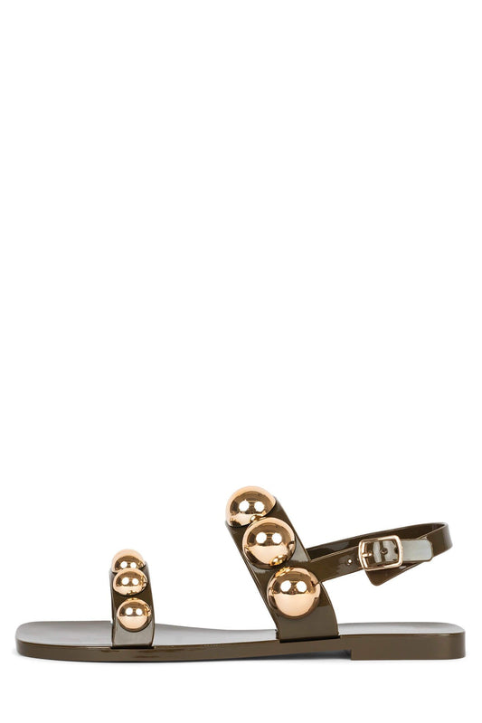 Jeffrey Campbell GUM-DROP Flat Sandals - Khaki Gold