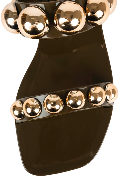 Jeffrey Campbell GUM-DROP Flat Sandals - Khaki Gold