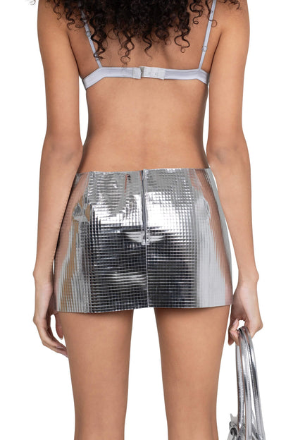 Jeffrey Campbell MAISY SKIRT Mini Skirt - Silver Grid
