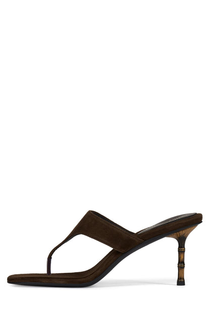 Jeffrey Campbell MARILLA Heeled Thong Sandal - Coffee Suede