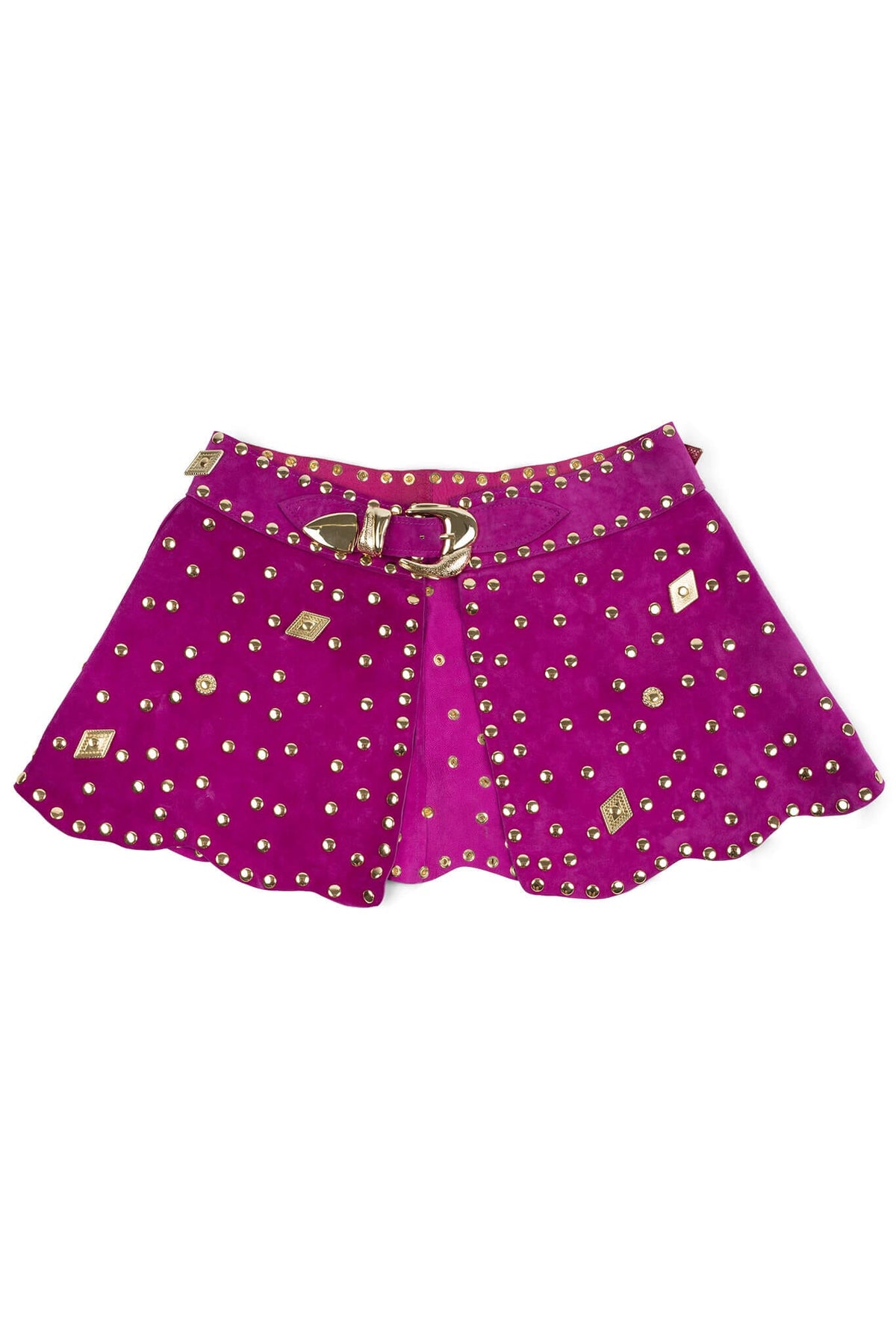 Jeffrey Campbell MARQUEE Mini Skirt - Fuchsia Suede Gold