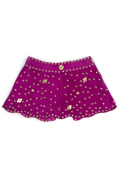 Jeffrey Campbell MARQUEE Mini Skirt - Fuchsia Suede Gold