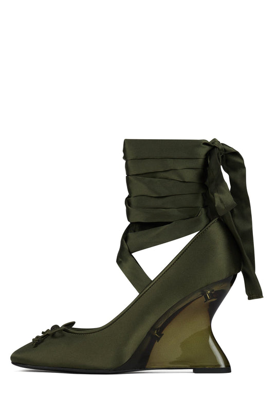Jeffrey Campbell EFFACE Ballet Heels - Khaki Satin Combo