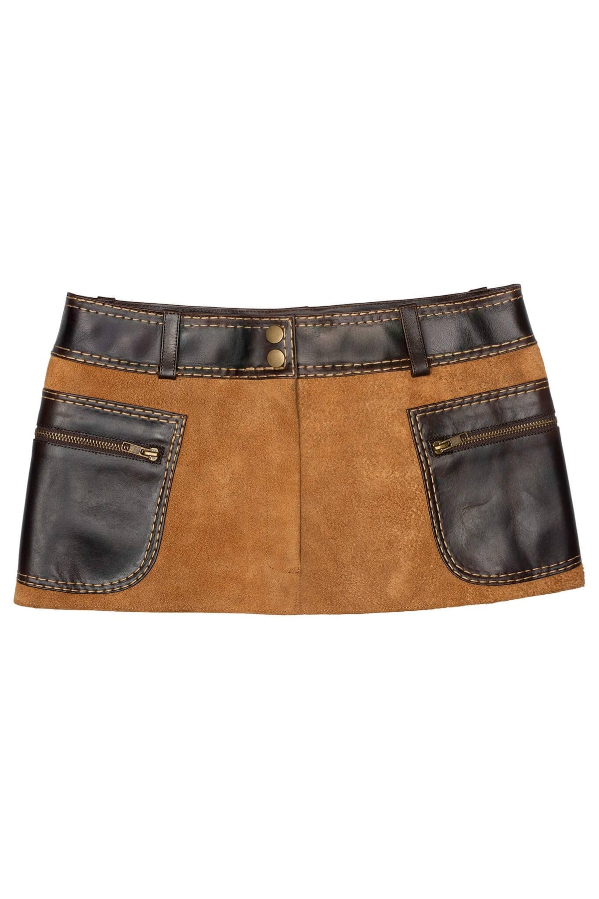 Jeffrey Campbell TACTICS Deconstructed Mini Skirt - Tan Suede Brown