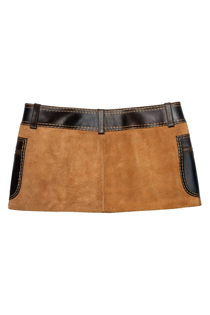 Jeffrey Campbell TACTICS Deconstructed Mini Skirt - Tan Suede Brown