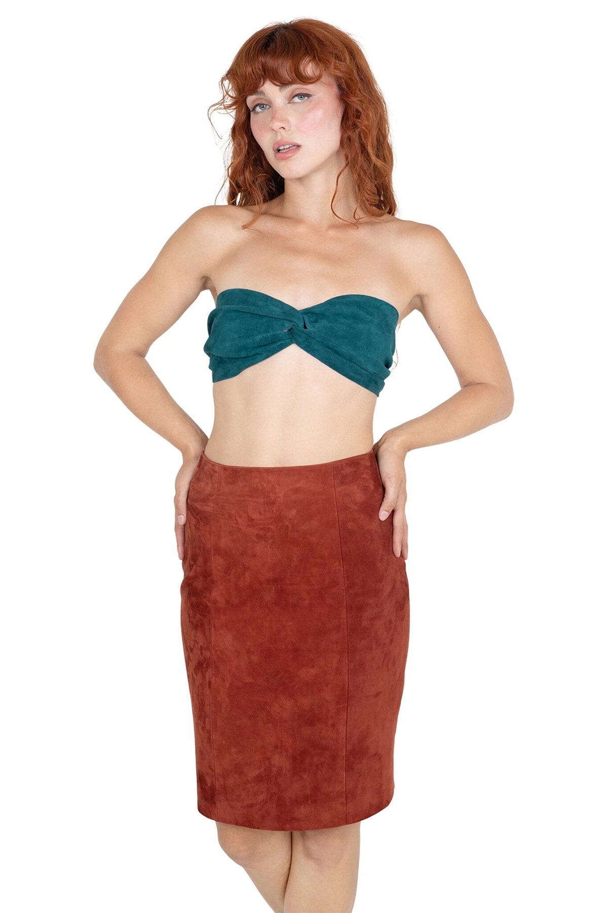 Jeffrey Campbell AMALIE SKIRT Pencil Skirt - Rust Suede