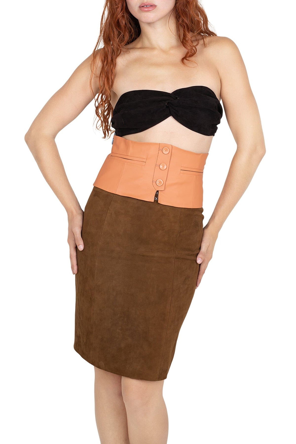 Jeffrey Campbell AMALIE SKIRT Pencil Skirt - Rust Suede