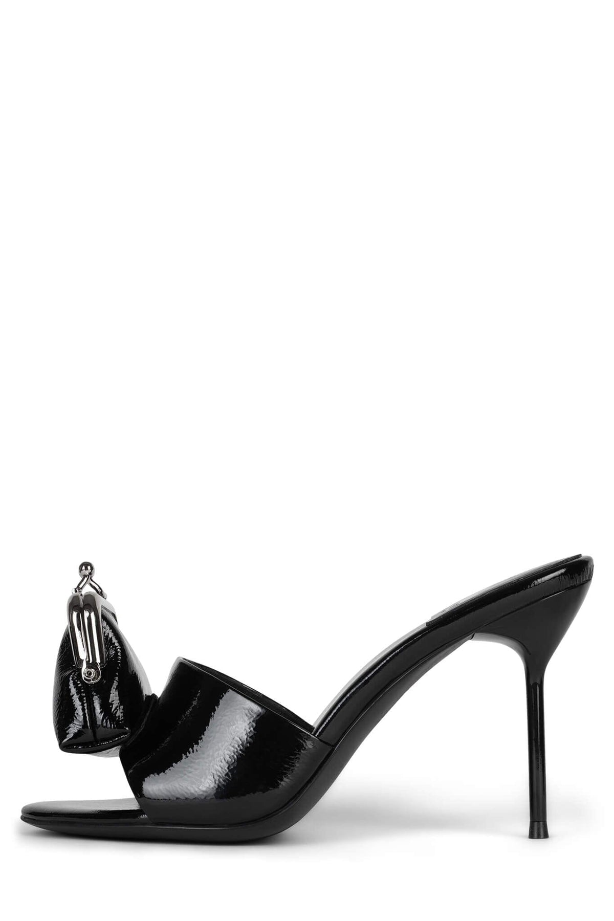 Jeffrey Campbell XTRA-COIN Heeled Sandal - Black Crinkle Patent
