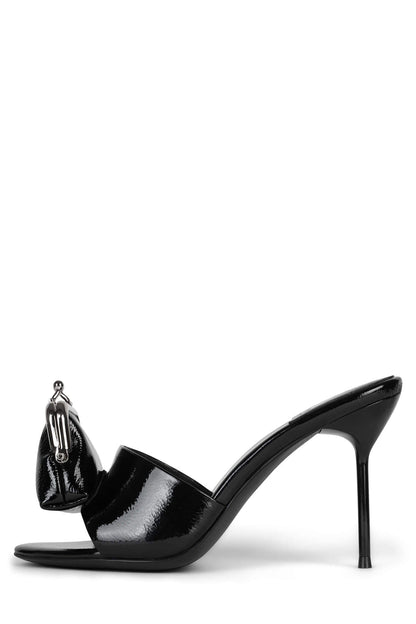 Jeffrey Campbell XTRA-COIN Heeled Sandal - Black Crinkle Patent
