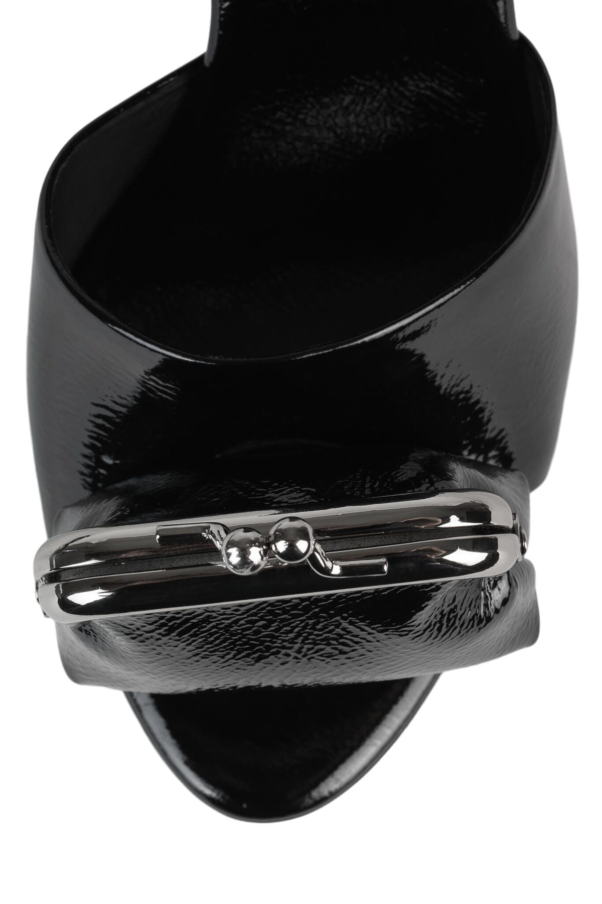 Jeffrey Campbell XTRA-COIN Heeled Sandal - Black Crinkle Patent