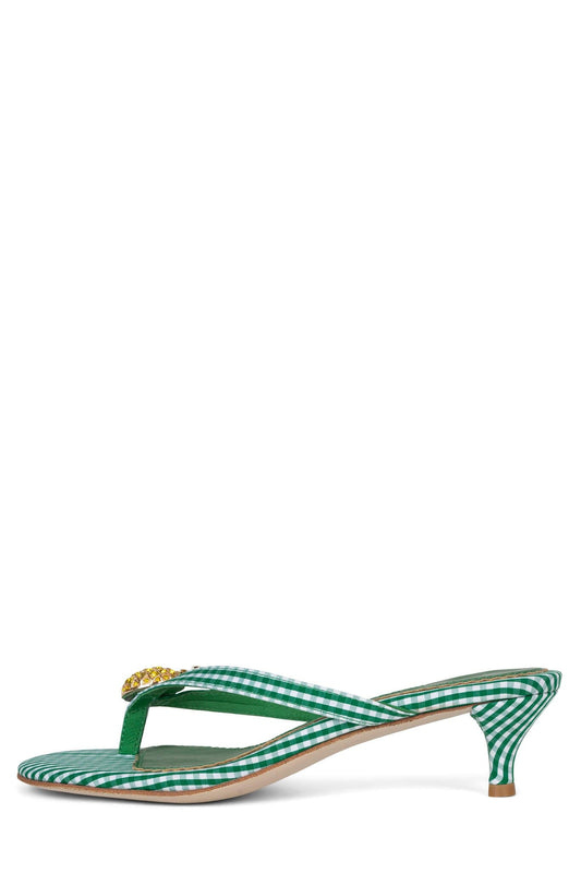 Jeffrey Campbell PINACOLADA Kitten Heel Sandals - Green Gingham
