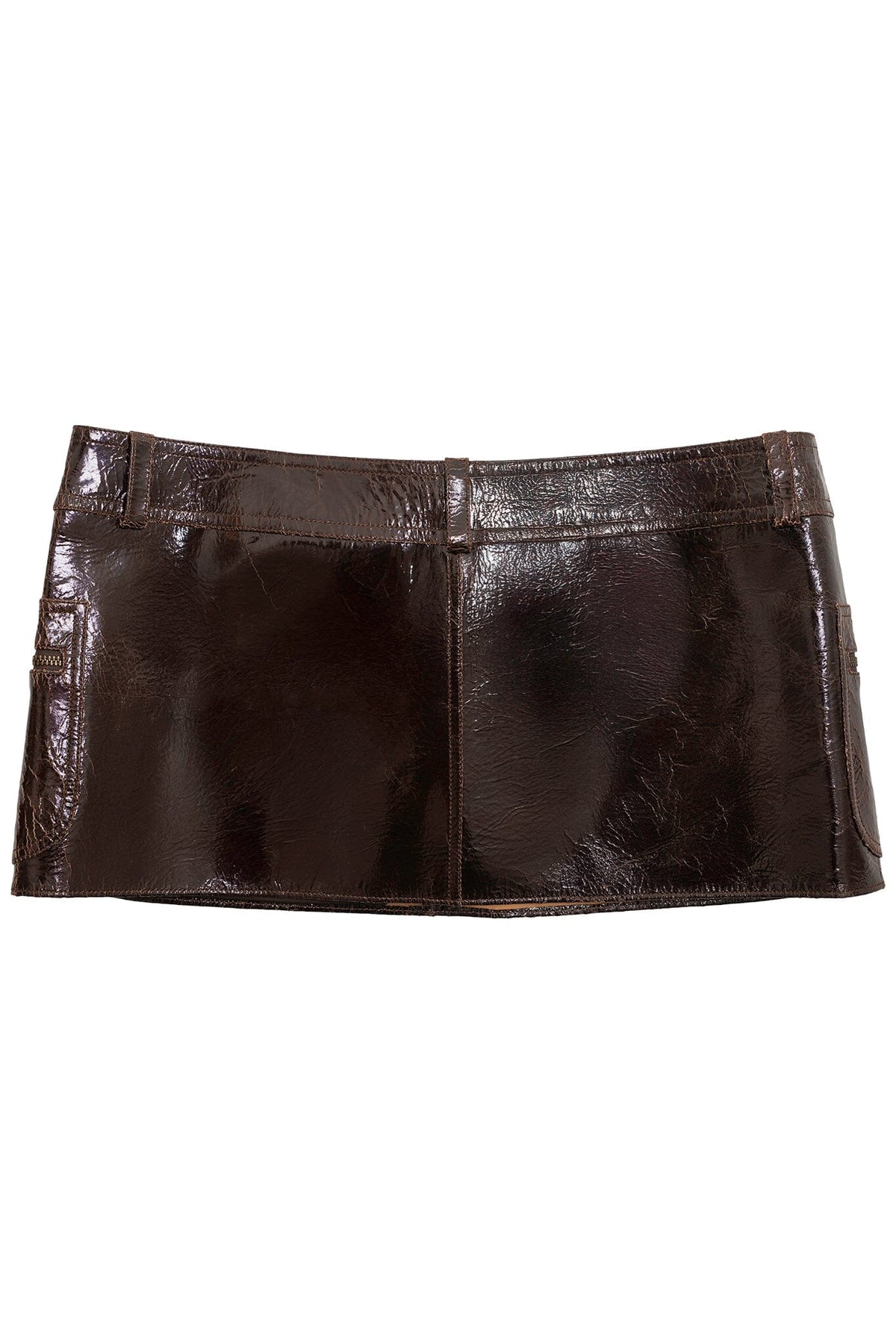 Jeffrey Campbell TOO-COOL SKIRT Leather Mini Skirt - Brown Crackle
