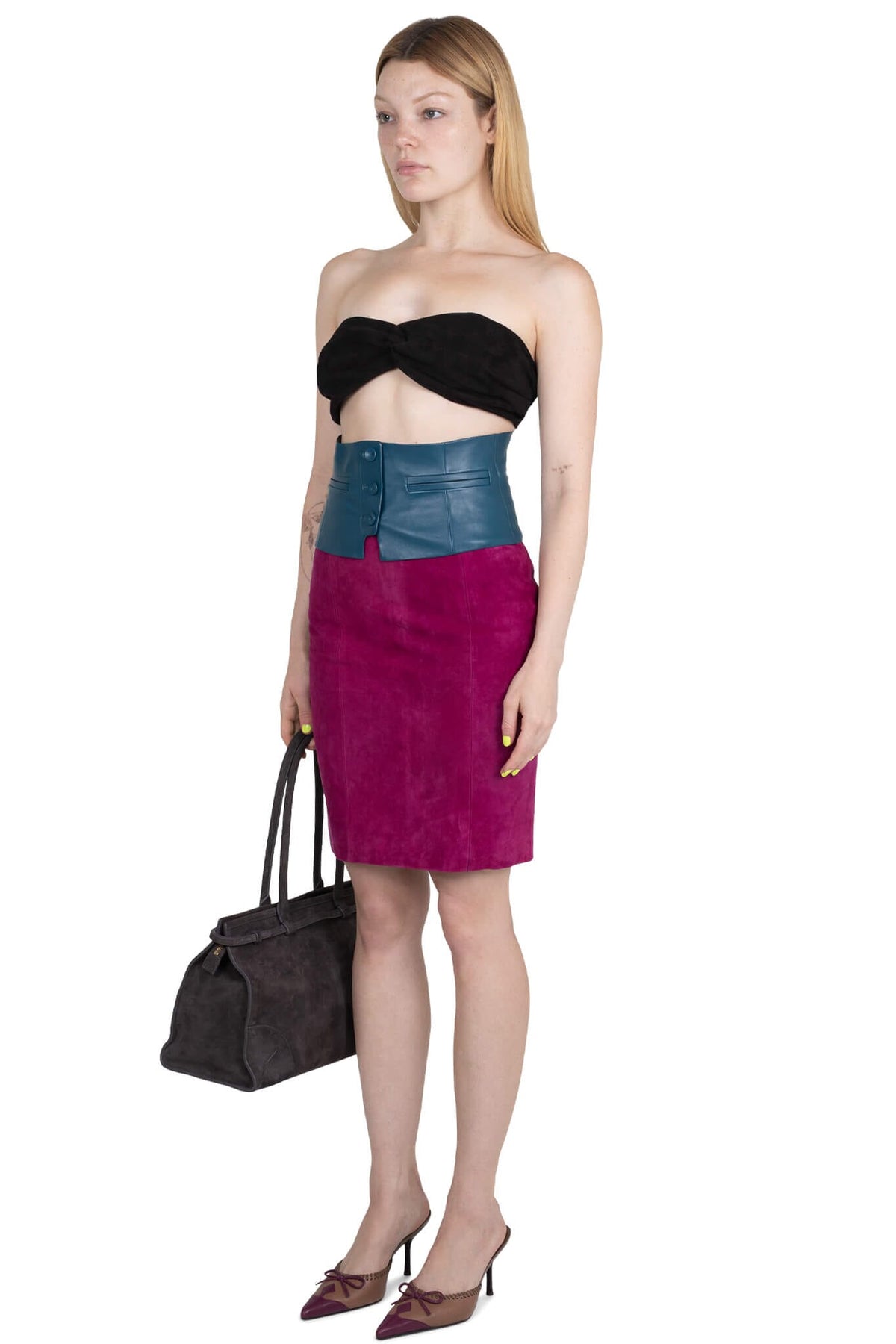 Jeffrey Campbell AMALIE SKIRT Pencil Skirt - Fuchsia Suede