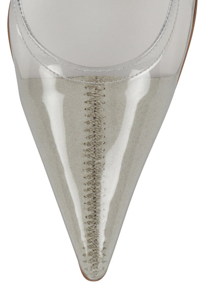 Jeffrey Campbell BEHOLD Pointed-Toe Pump - Clear Beige Combo