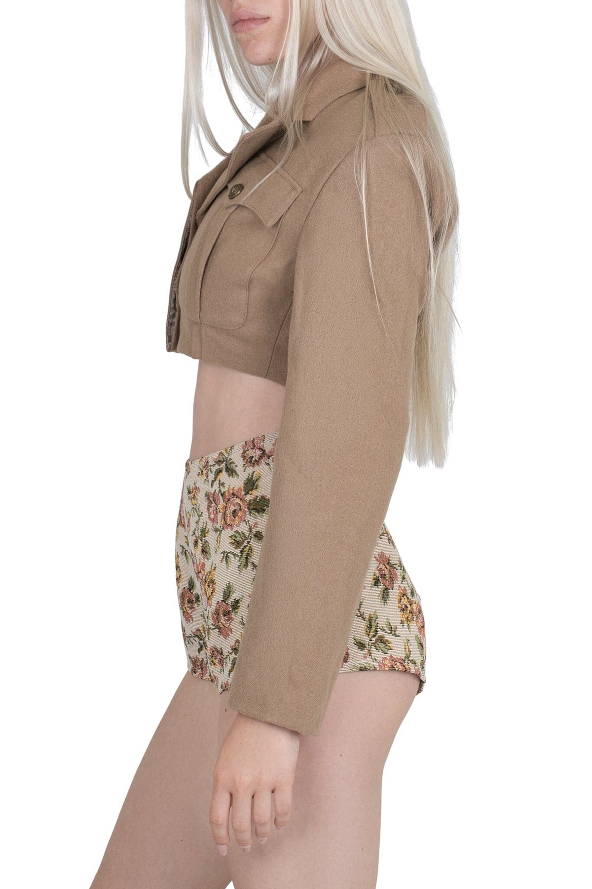 Jeffrey Campbell CHEEKZ-T SHORTS - Beige Floral Tapestry