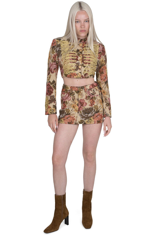 Jeffrey Campbell HEY-NOW-T SKIRT - Beige Floral Tapestry