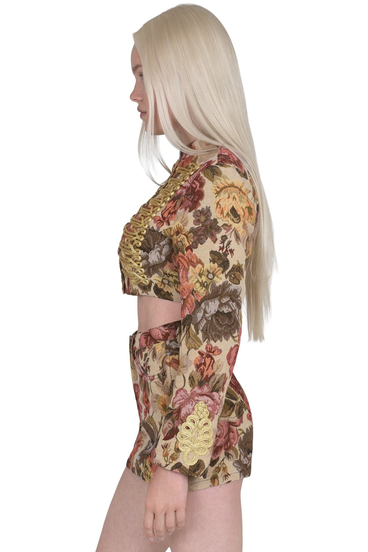 Jeffrey Campbell HEY-NOW-T SKIRT - Beige Floral Tapestry