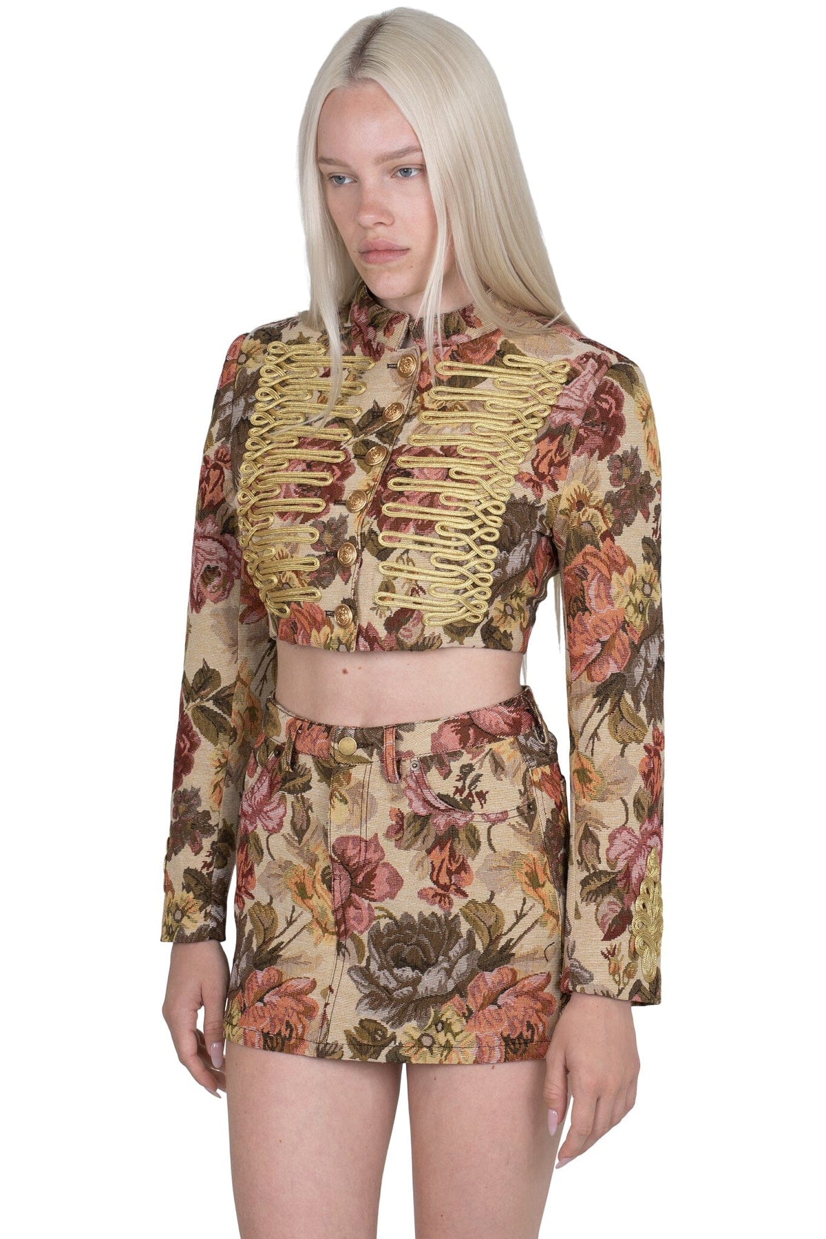 Jeffrey Campbell HEY-NOW-T SKIRT - Beige Floral Tapestry