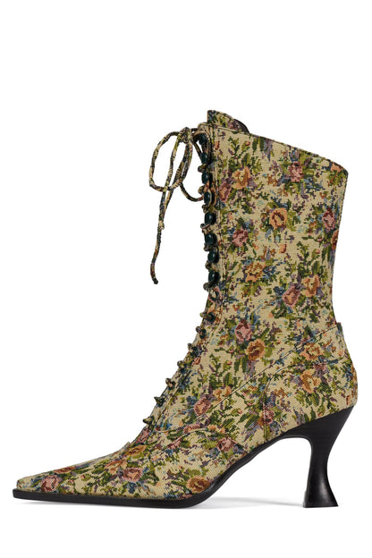 Jeffrey Campbell MAYSVILLE Heeled Boot - Beige Floral Tapestry