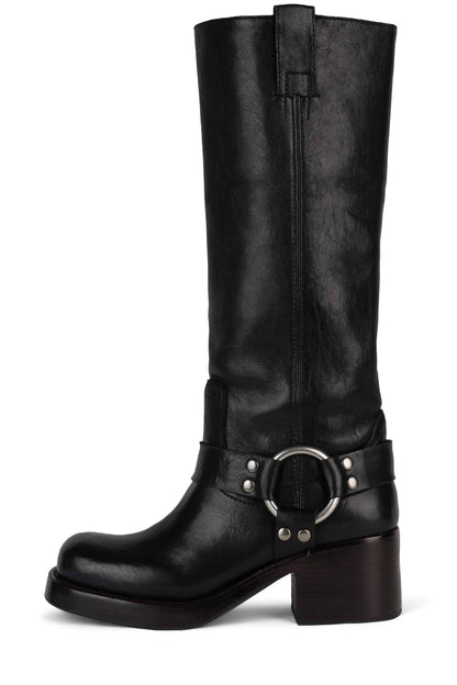 Jeffrey Campbell REFLECTN-H Knee-High Boot - Black Silver