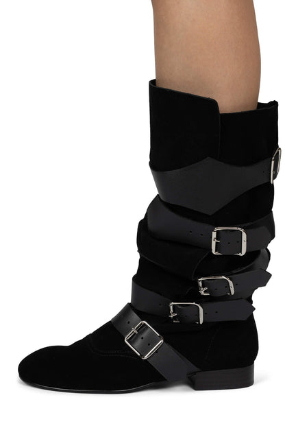 Jeffrey Campbell FASTENED - Black Suede Black