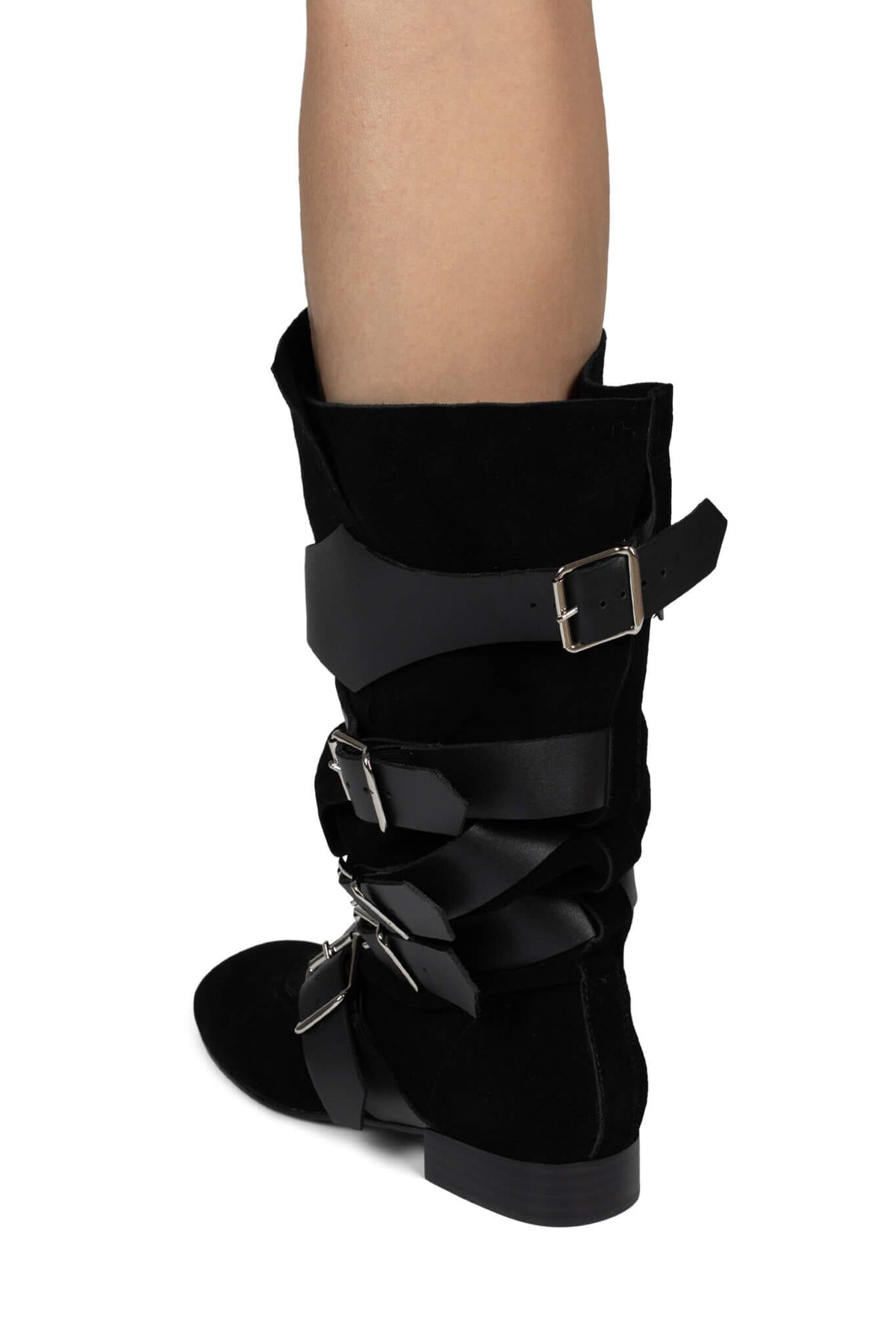 Jeffrey Campbell FASTENED - Black Suede Black