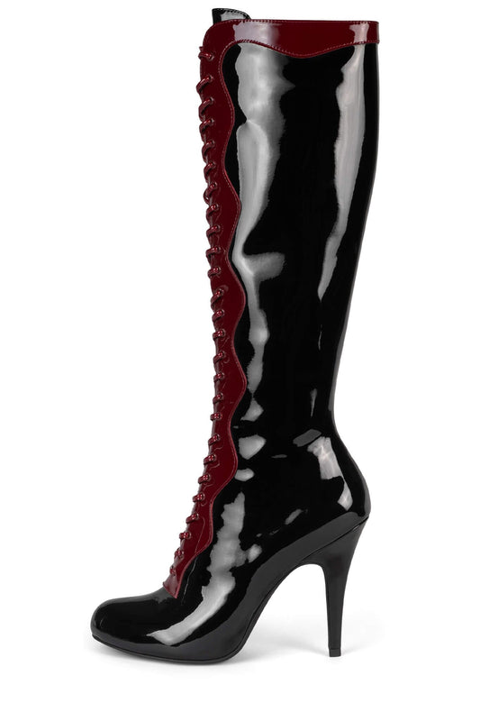 Jeffrey Campbell HEADLINE-K Knee-High Boot - Black Patent Red Patent