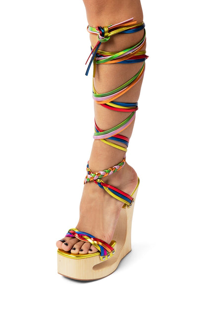 Jeffrey Campbell MAZES Platform Sandal - Bright Gold Multi