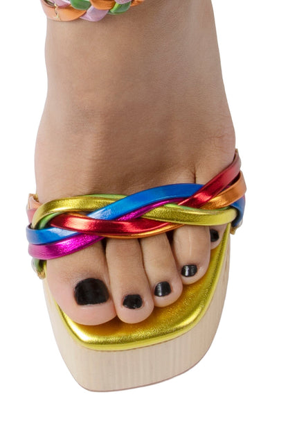 Jeffrey Campbell MAZES Platform Sandal - Bright Gold Multi