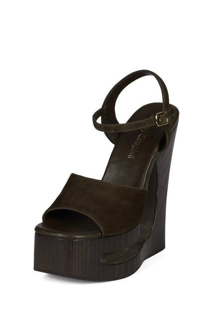 Jeffrey Campbell FLAG-GIRL Platform Sandal - Brown Suede
