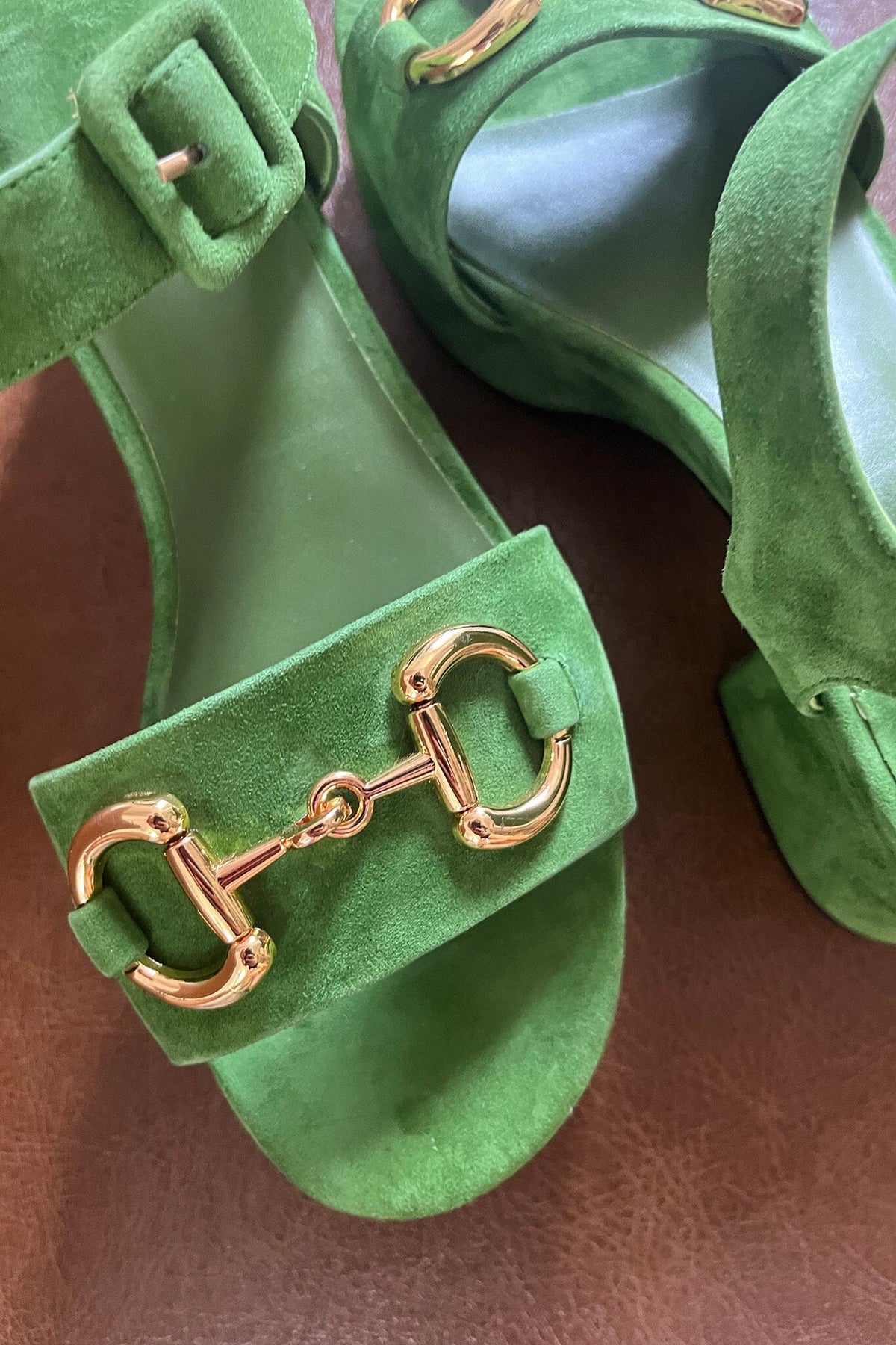 Jeffrey Campbell TIMELESS Platform Sandal - Green Suede Gold