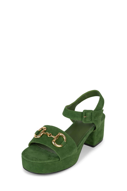 Jeffrey Campbell TIMELESS Platform Sandal - Green Suede Gold