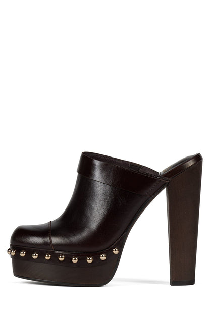 Jeffrey Campbell CONFIDENT Platform Mule with Stud Detail - Coffee Gold