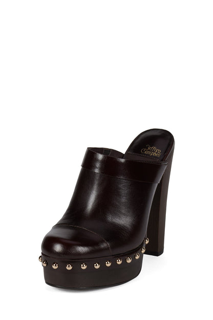 Jeffrey Campbell CONFIDENT Platform Mule with Stud Detail - Coffee Gold