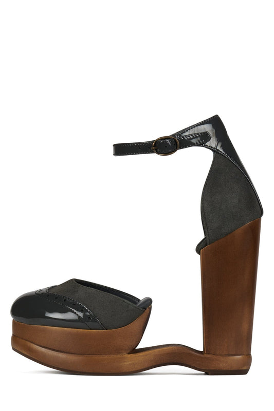 Jeffrey Campbell AMERIE Wedge Pump - Grey Suede Combo