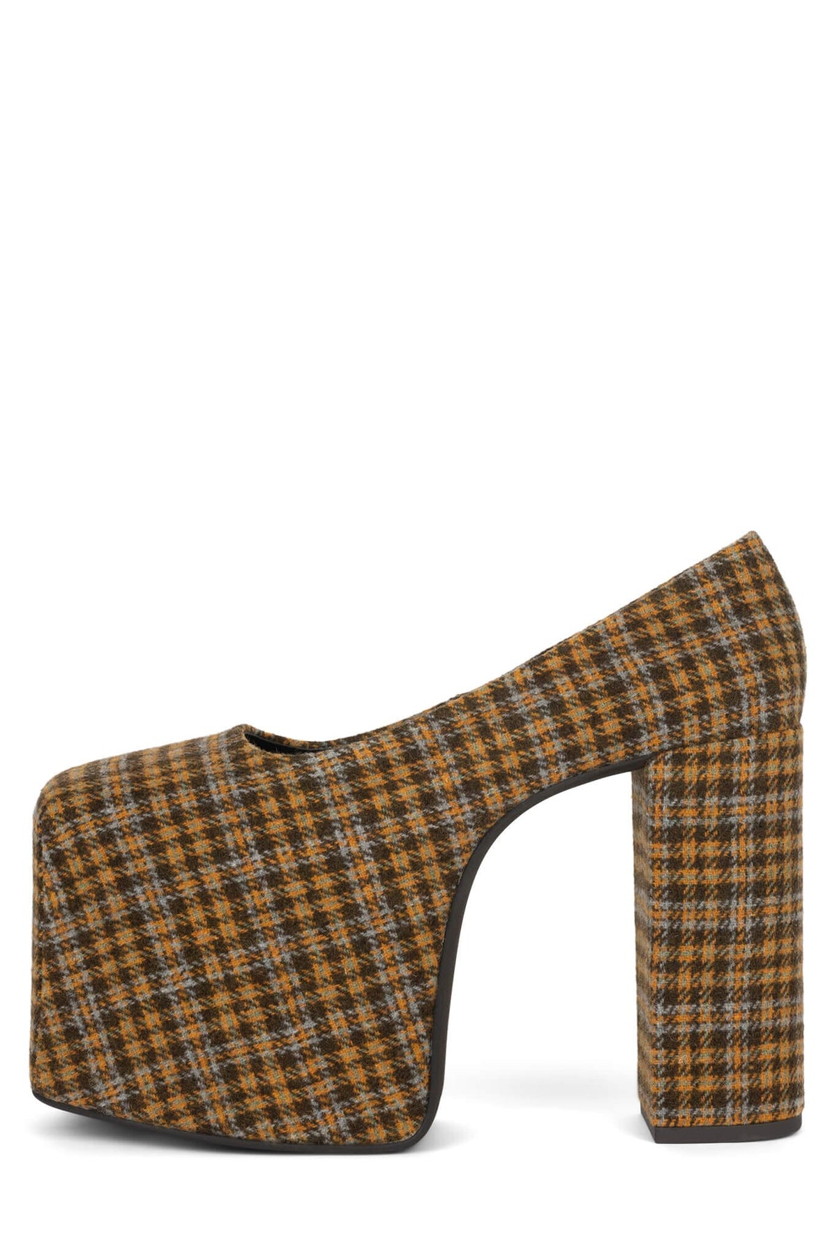 Jeffrey Campbell THE-DRAMA Platform Pump - Yellow Plaid Tweed