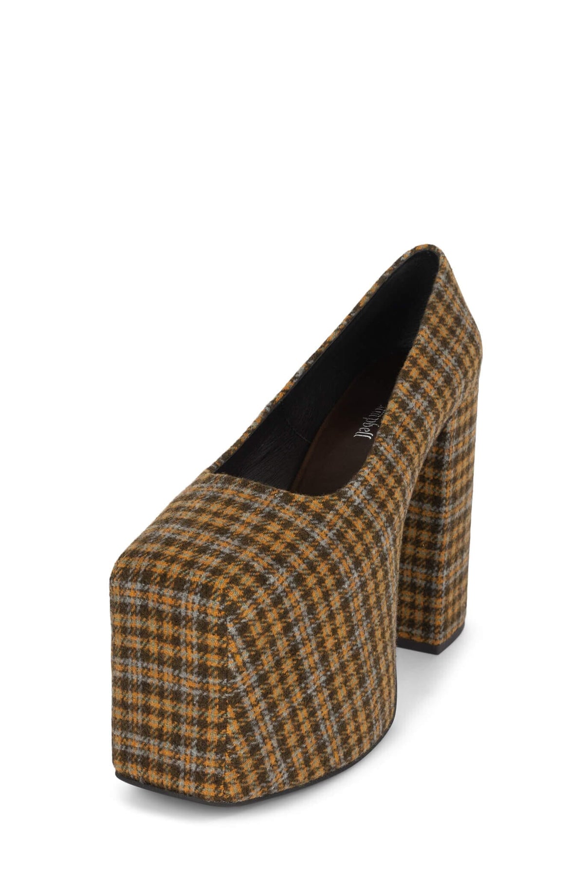 Jeffrey Campbell THE-DRAMA Platform Pump - Yellow Plaid Tweed