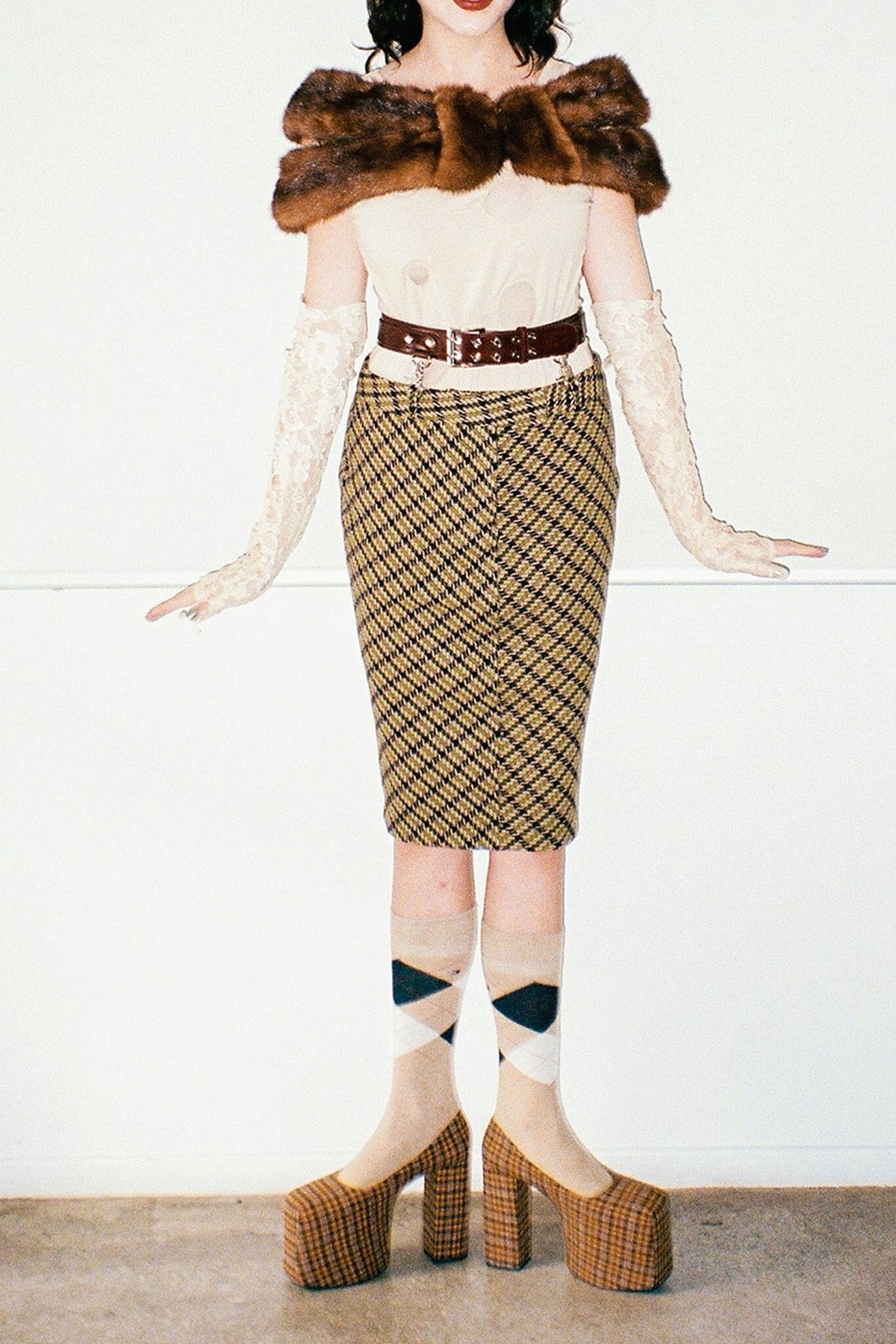 Jeffrey Campbell THE-DRAMA Platform Pump - Yellow Plaid Tweed