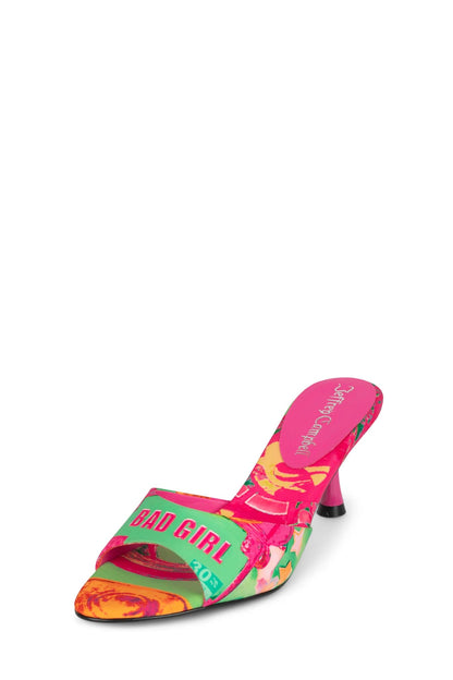 Jeffrey Campbell SPY-KID Kitten Heeled Sandal - Green Bad Girl Combo