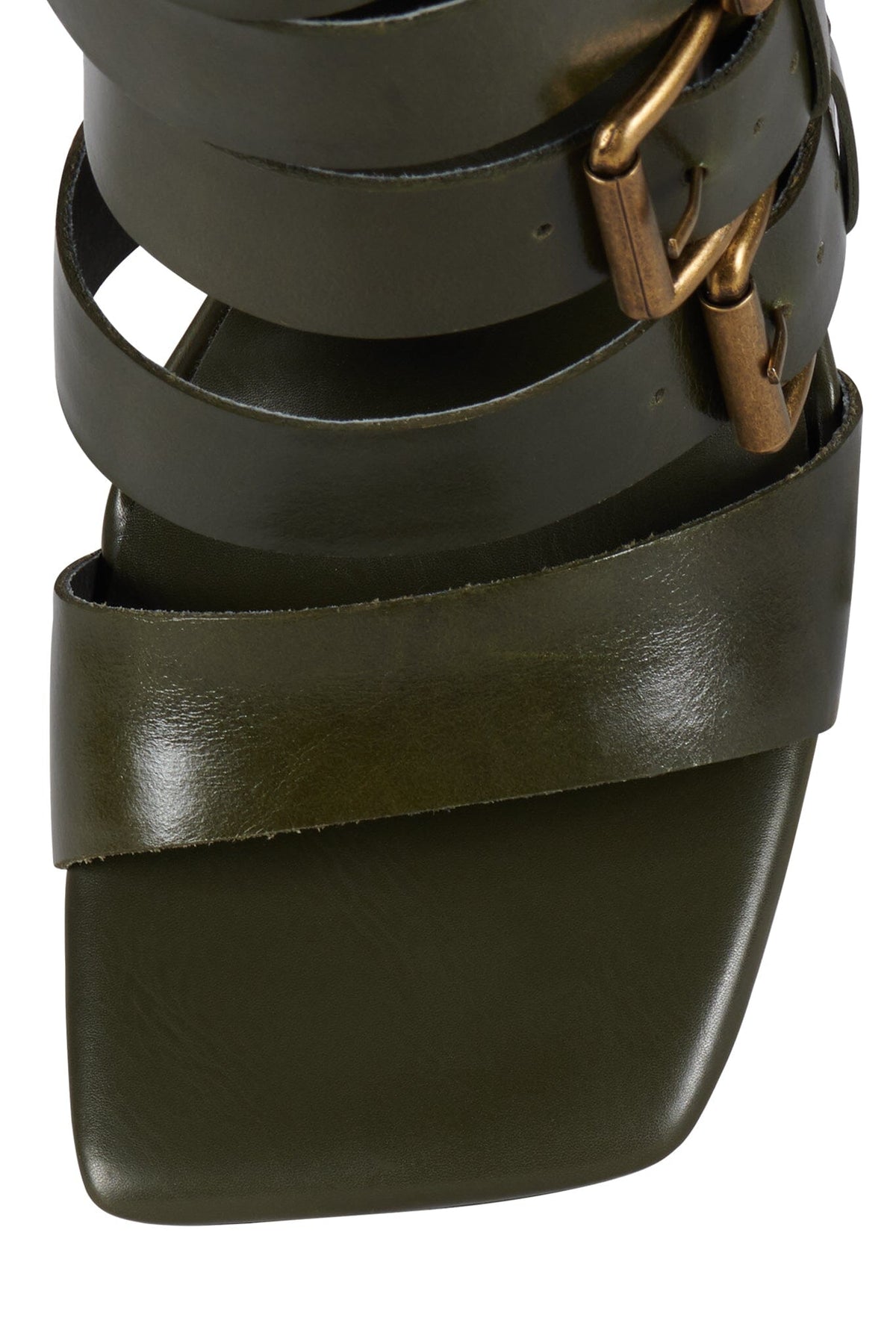 Jeffrey Campbell BUCKLED-IN Strappy Heels - Olive Bronze