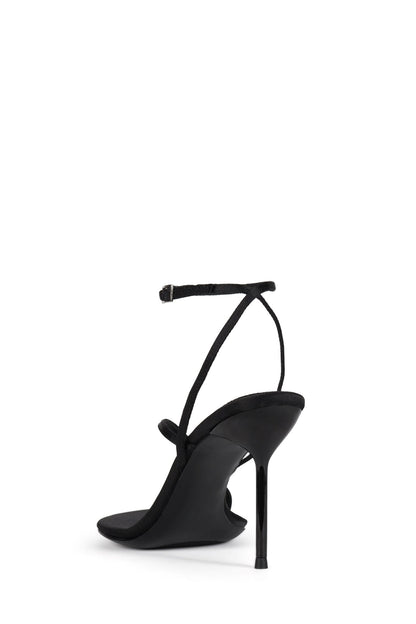 Jeffrey Campbell CRAMPS Heeled Thong Sandal - Black Satin Silver