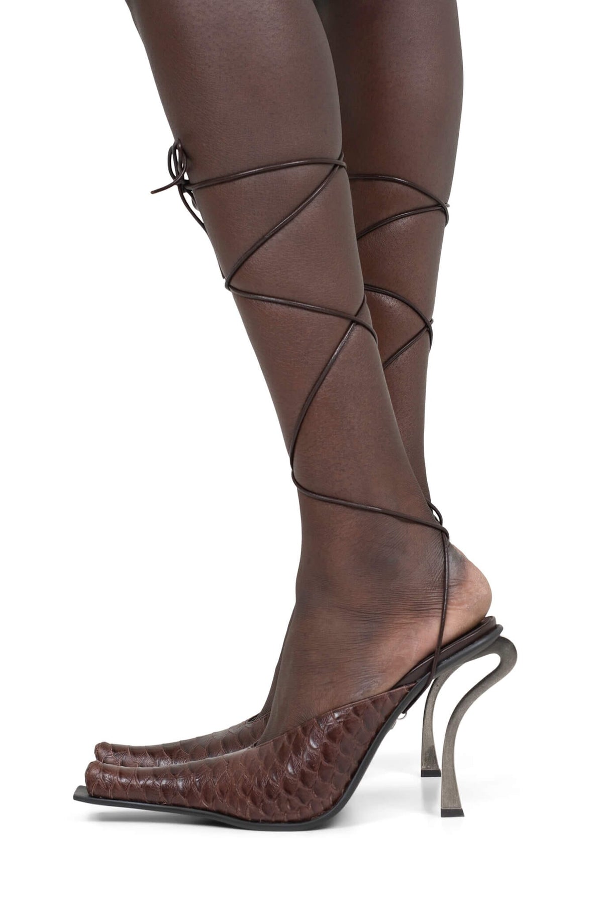 Jeffrey Campbell PARALLAX Heeled Mule - Brown Snake