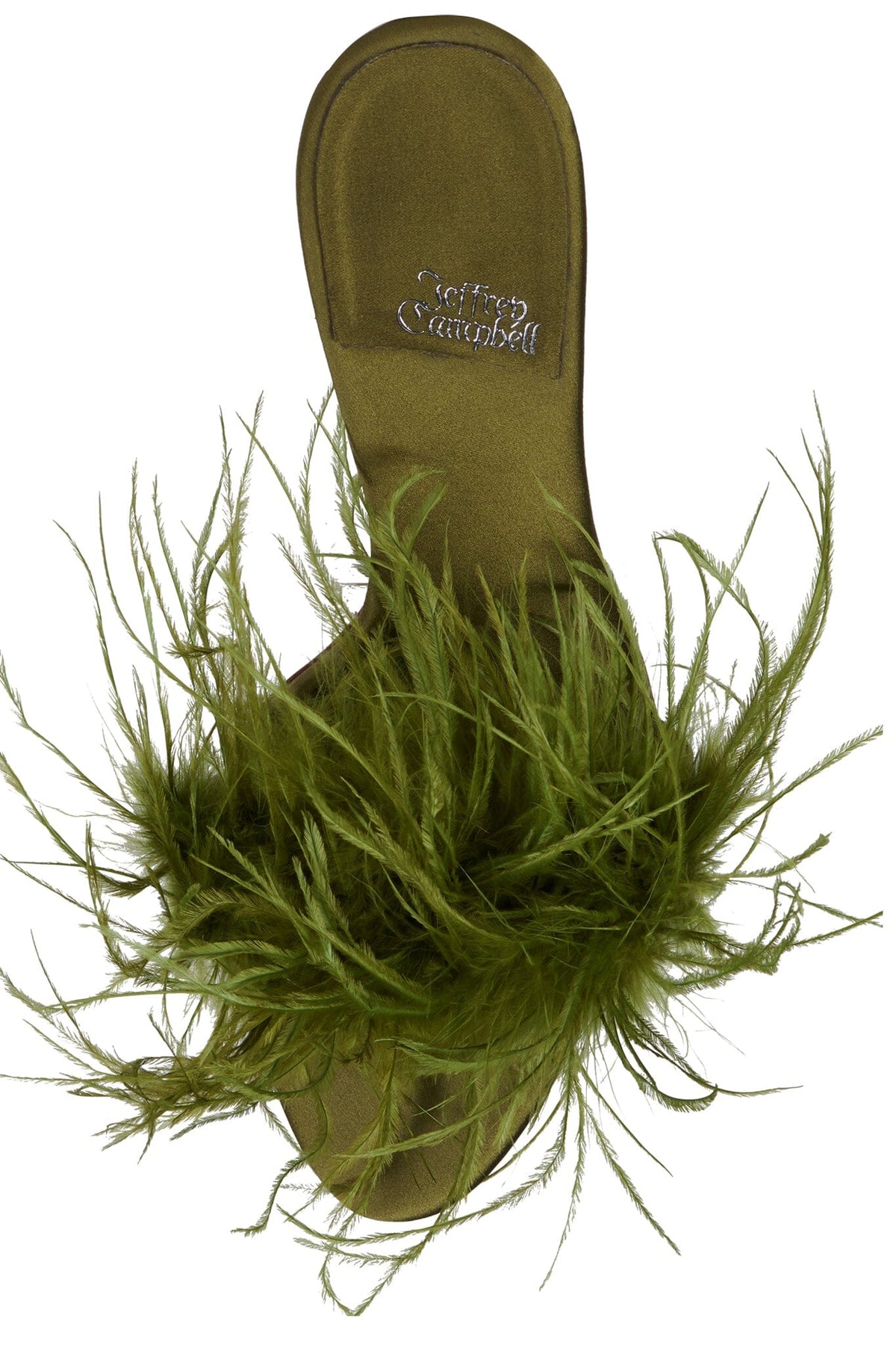 Jeffrey Campbell SHOPAHOLIC Heeled Mule - Green Satin Combo